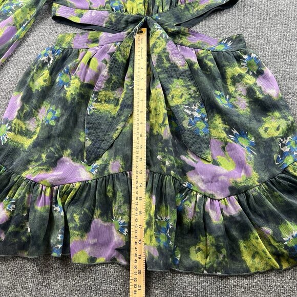 ASOS DESIGN Floral Cutout Waist Tie Front Mini Dress Long Sleeve US 12 - Picture 6 of 10